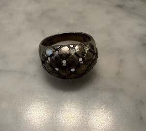 Vintage Sterling Reptile Scale Domed Sterling Silver Ring -